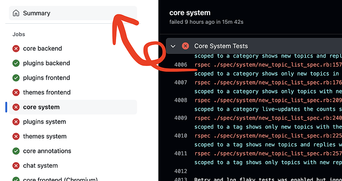 GitHub actions summary